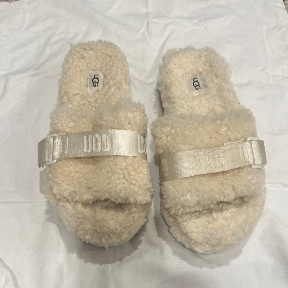 UGG Cream Fluffy Slide Slippers